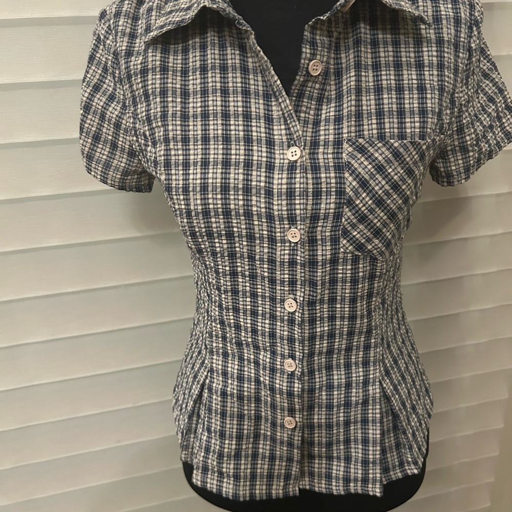 Princess Polly Black and White Fitted Button Down Shirt